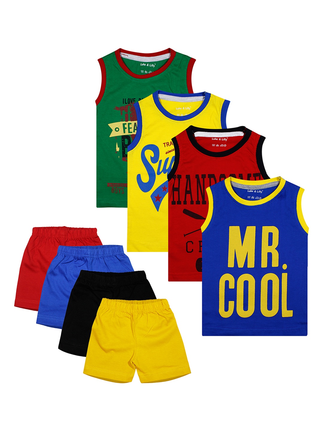 

Luke & Lilly Boys Pack of 4 Printed T-shirts with Shorts, Black