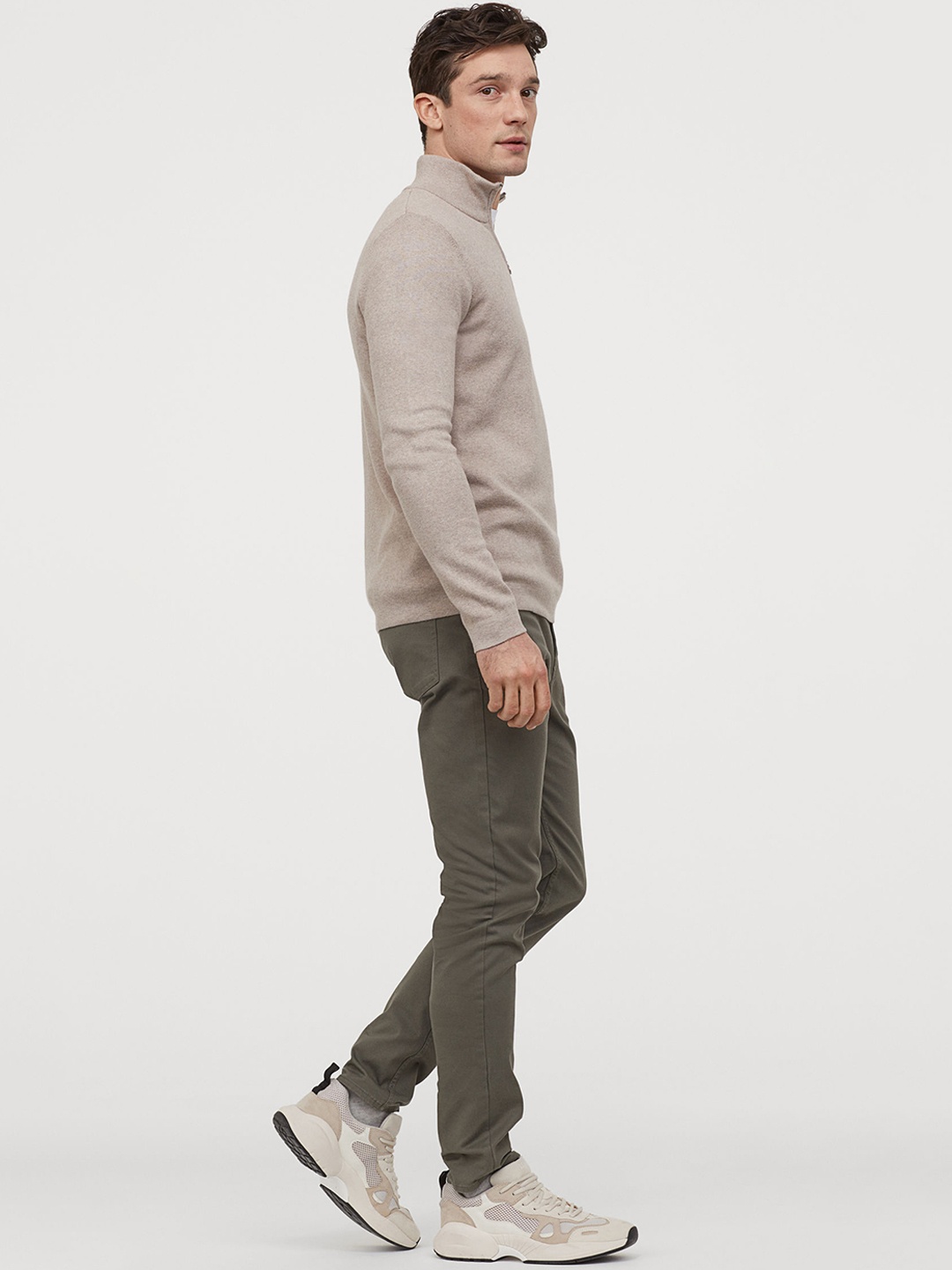 

H&M Men Green Twill Trousers Slim Fit