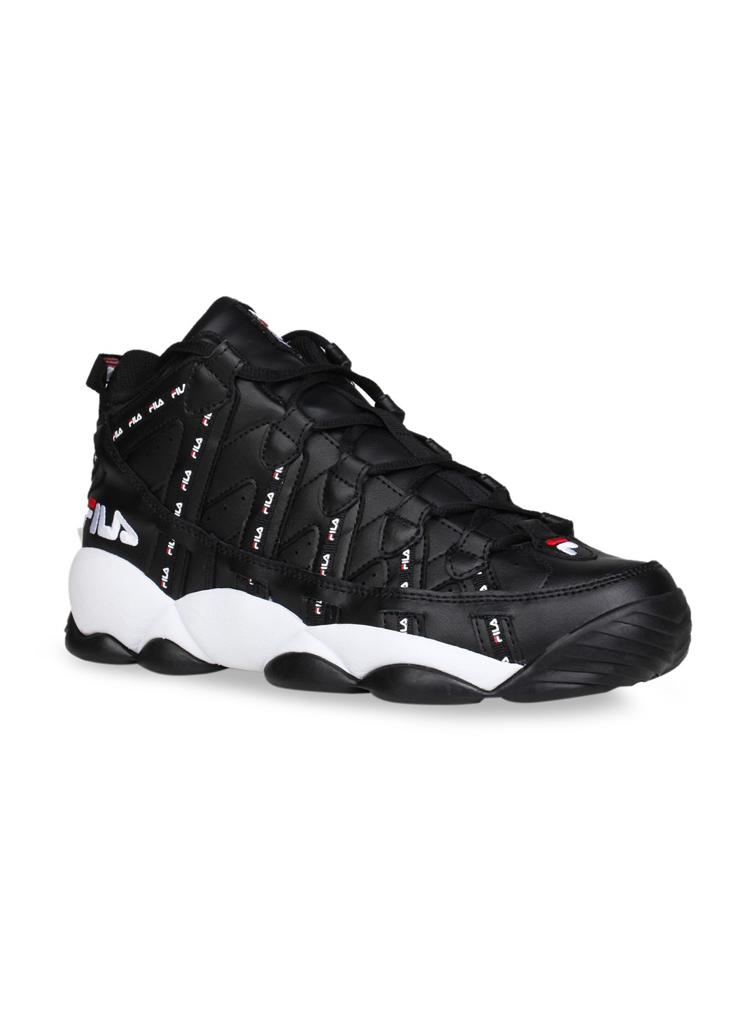 

FILA Men Black Printed Heritage Stackhouse Spaghetti Repeat Mid-Top Sneakers