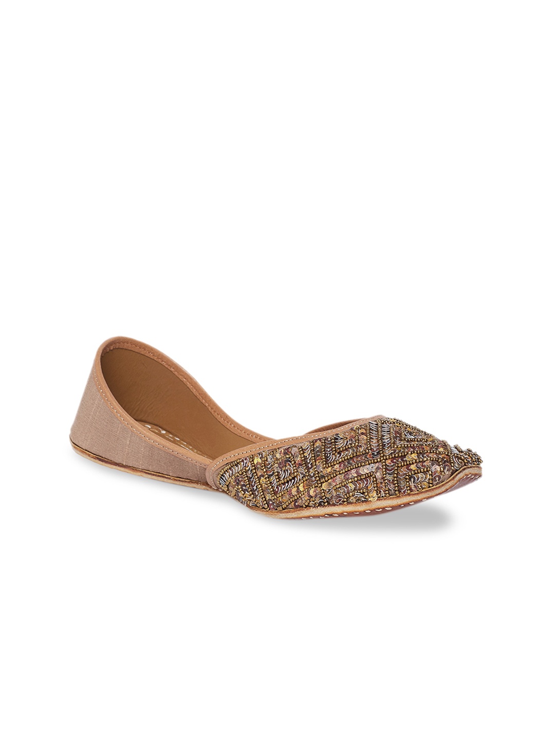 

Coral Haze Women Gold-Coloured Embellished Mojaris