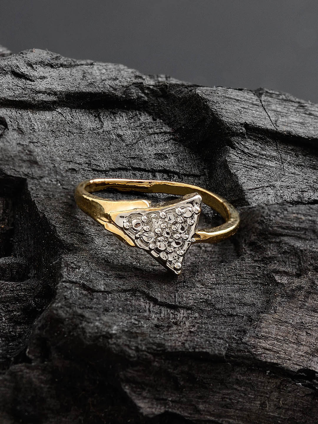 

E2O Women Gold-Plated & white Stone-Studded Finger Ring