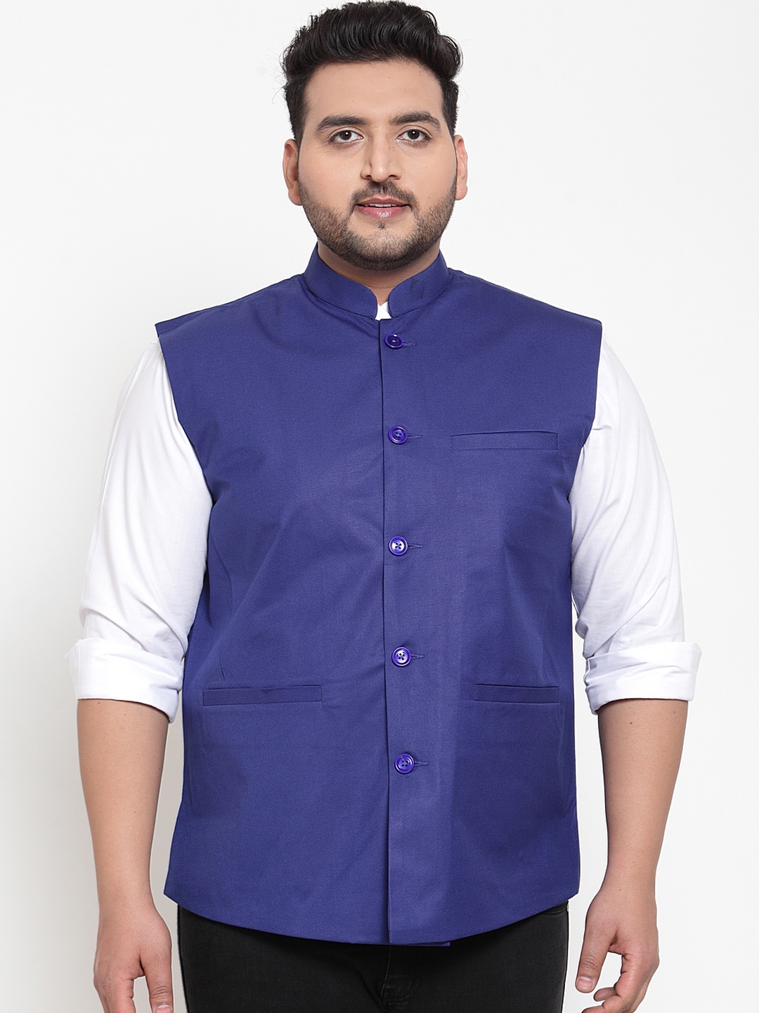 

plusS Men Blue Solid Waistcoat