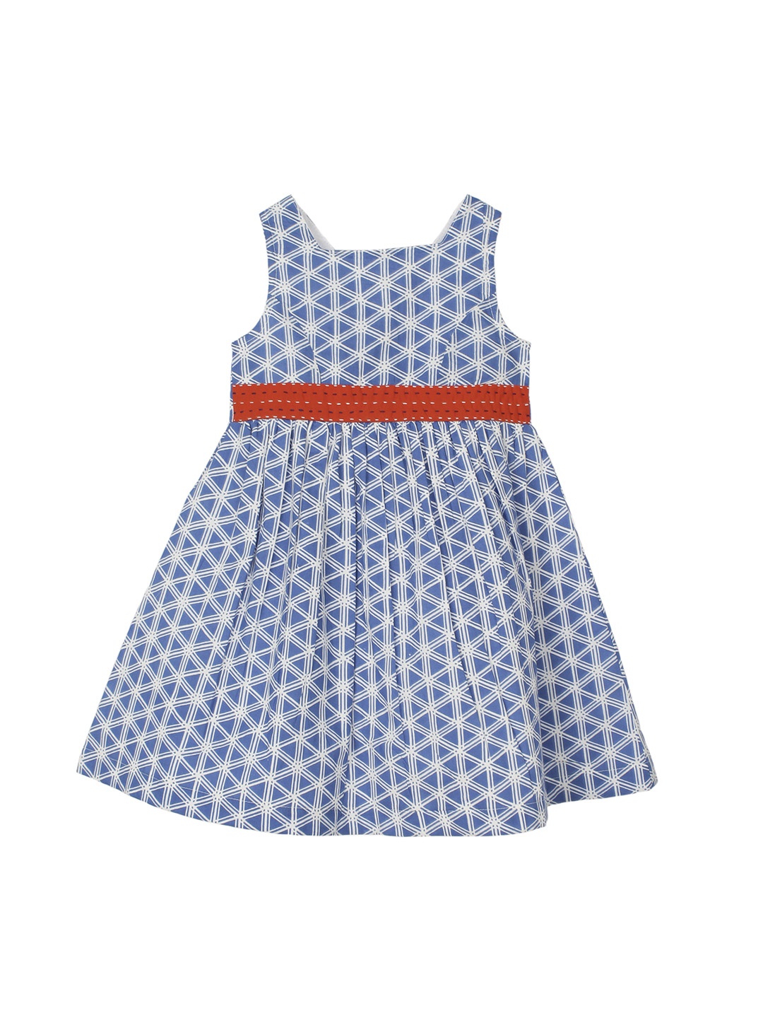 

My Little Lambs Girls Off-White & Red Printed Fit and Flare Dress