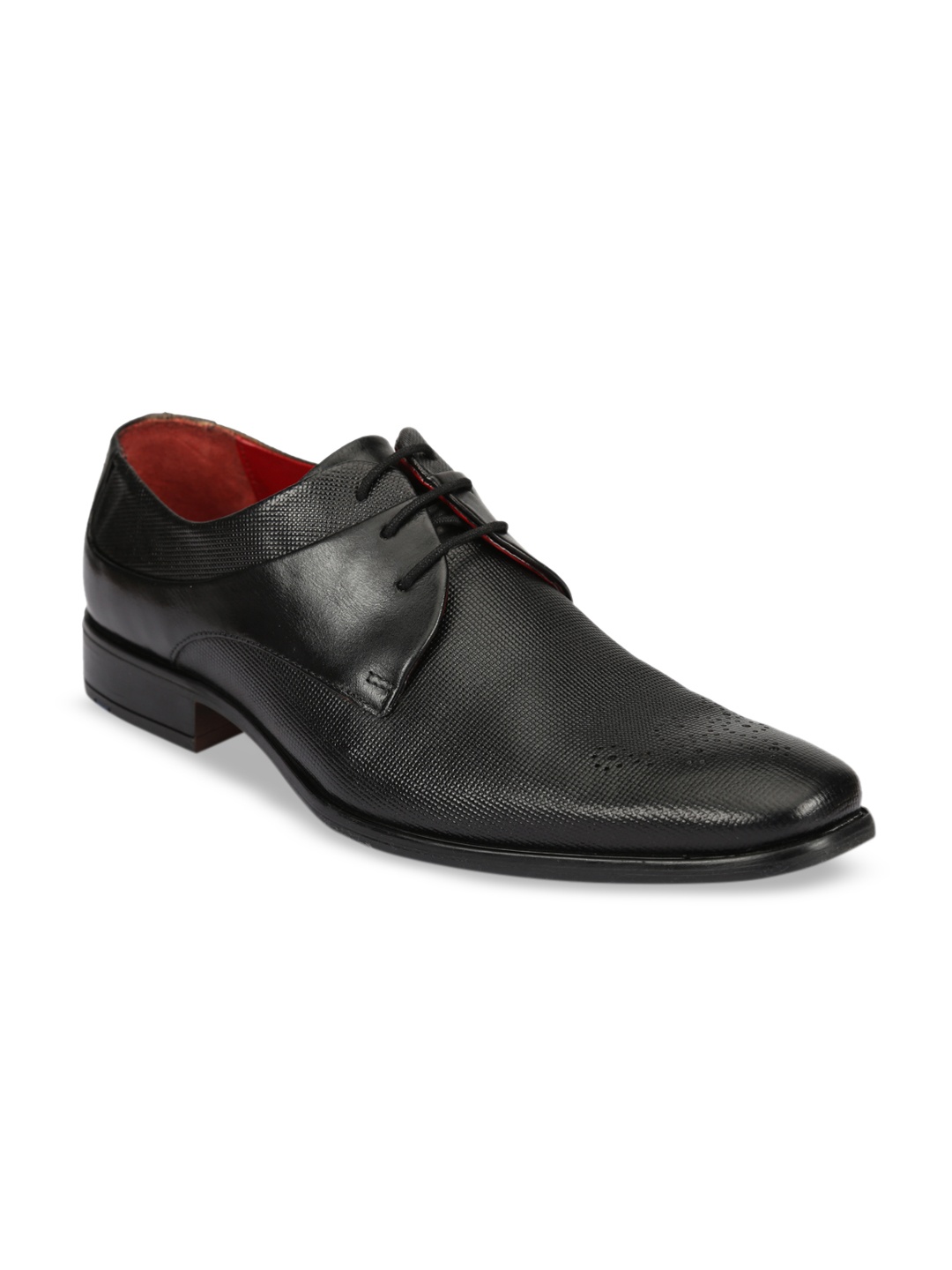 

Ruosh Men Black Leather Derbys