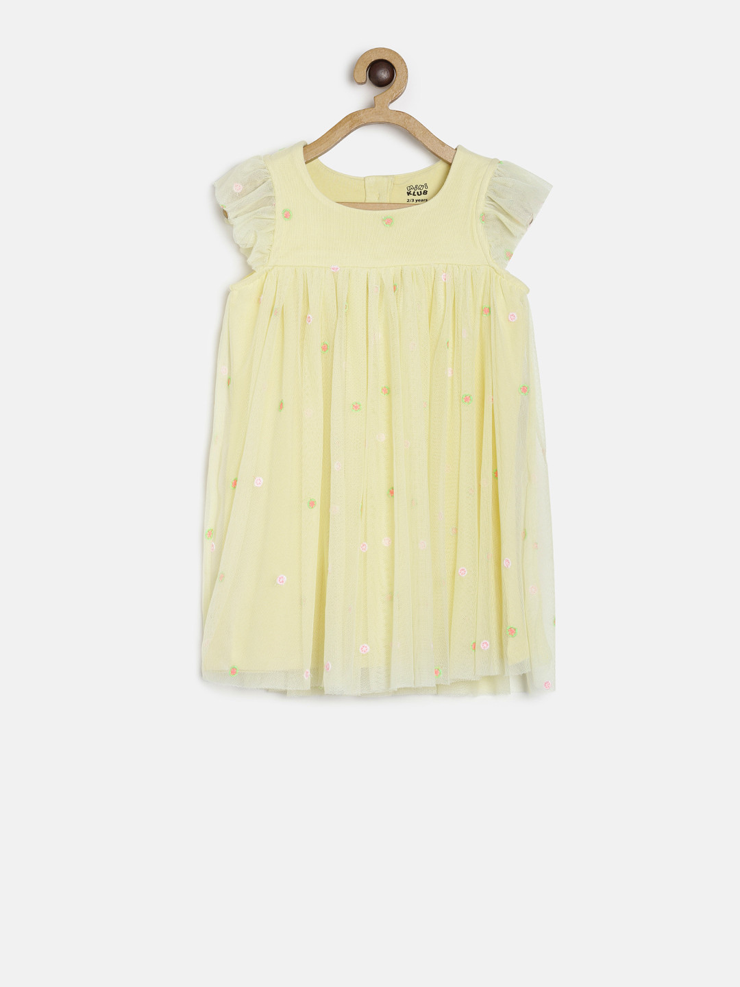 

MINI KLUB Girls Yellow Self Design A-Line Dress