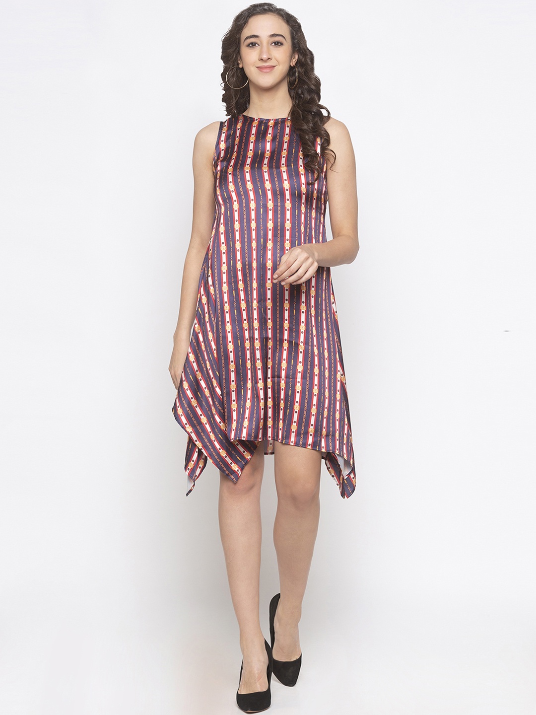 

Globus Women Blue & Red Striped Fit and Flare Dress