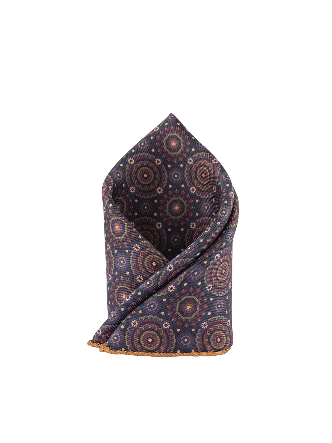 

The Tie Hub Men Orange & Brown Printed Silk Reversible Pocket Square