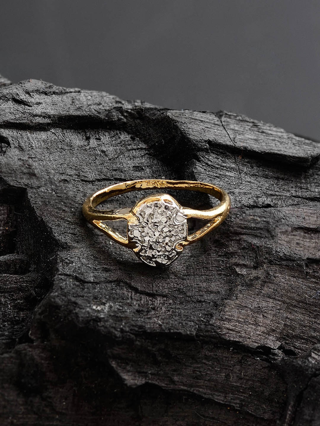 

E2O Women Gold-Plated & White Stone-Studded Finger Ring