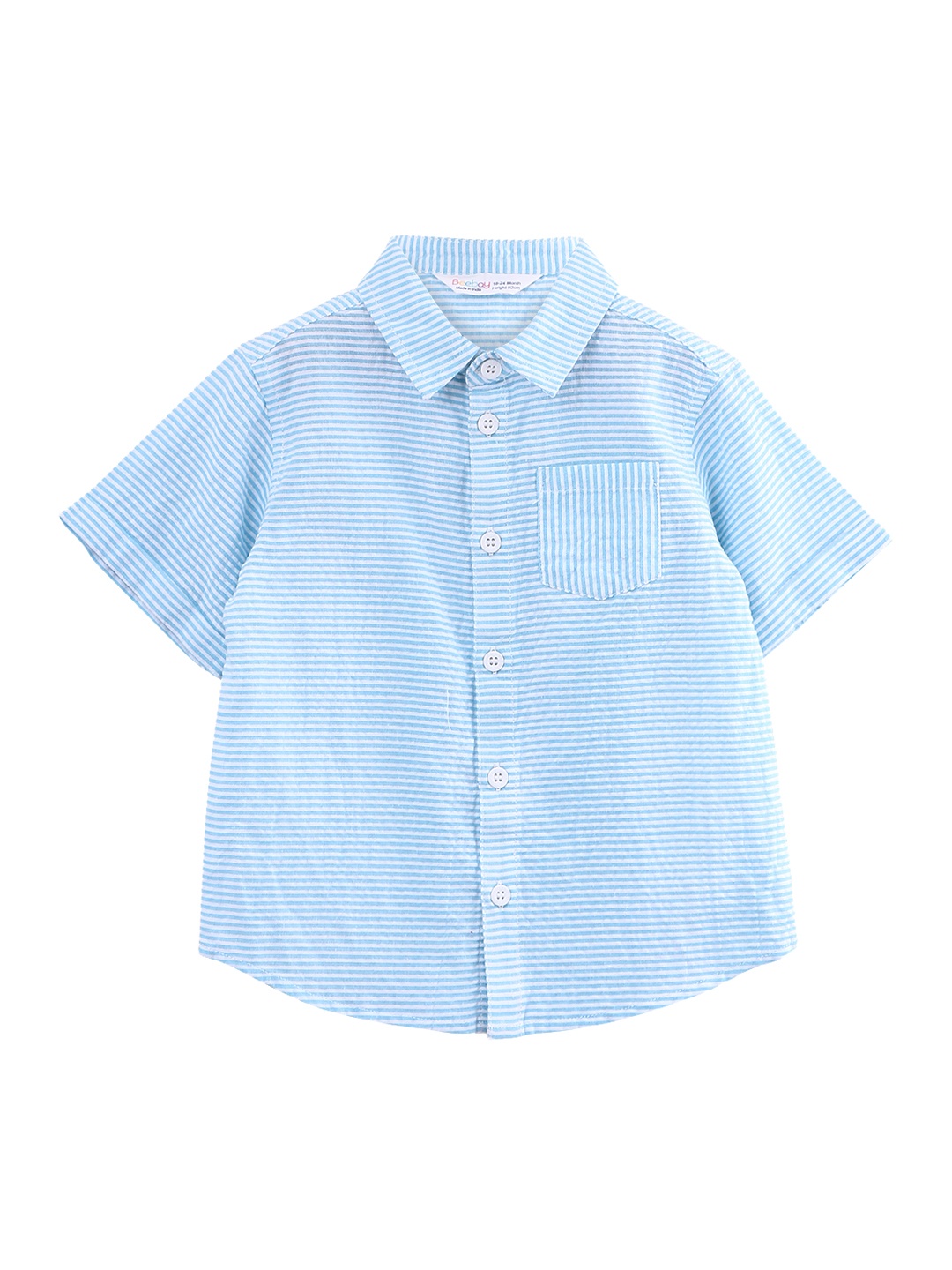 

Beebay Boys Blue & White Regular Fit Striped Casual Shirt