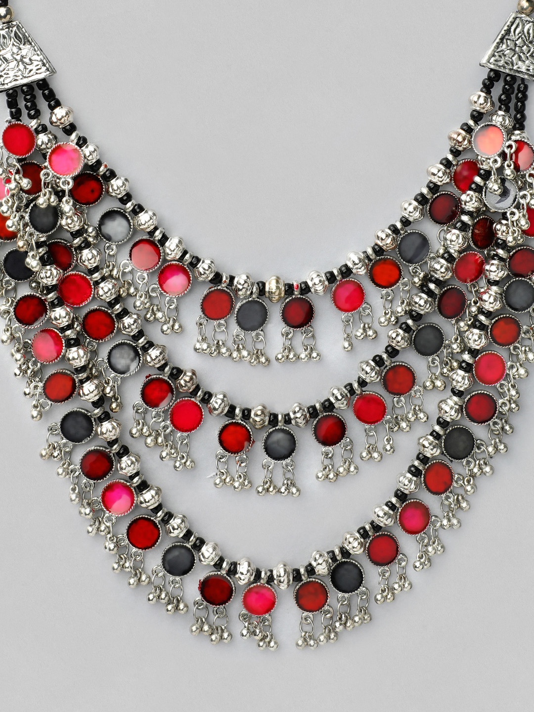

Rubans Women Silver-Plated & Pink Alloy Oxidised Necklace