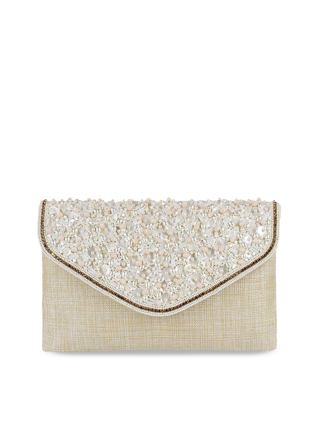 

Metro Cream-Coloured Embellished Envelope Clutch