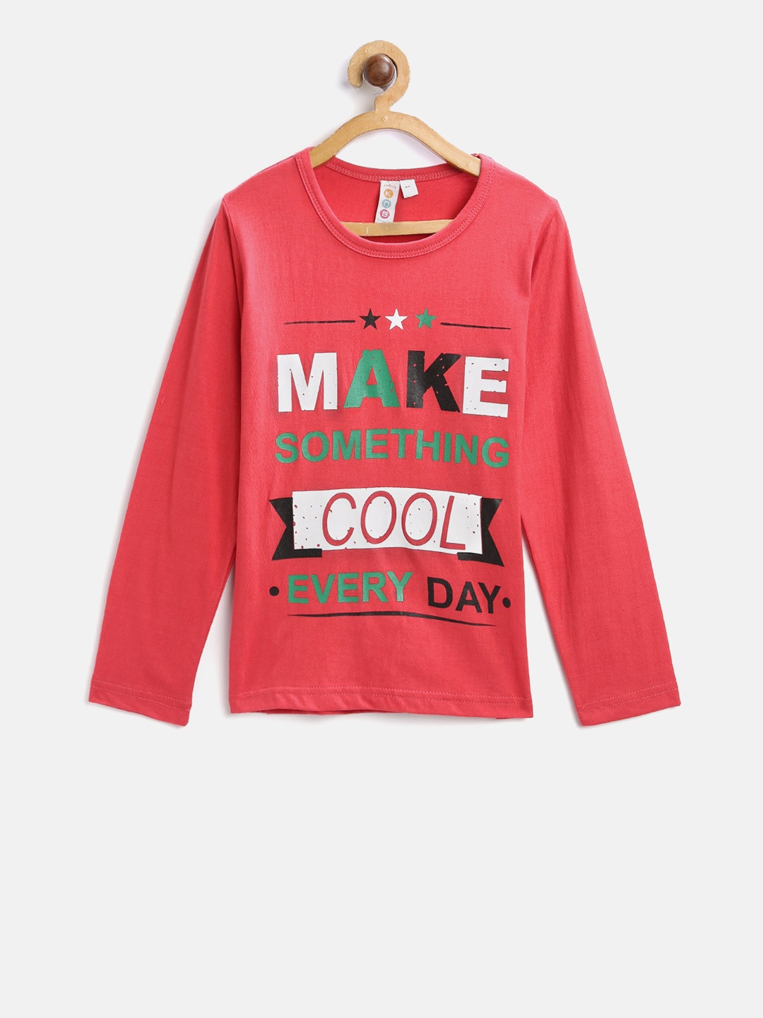 

Kids On Board Girls Red Printed Round Neck T-shirt