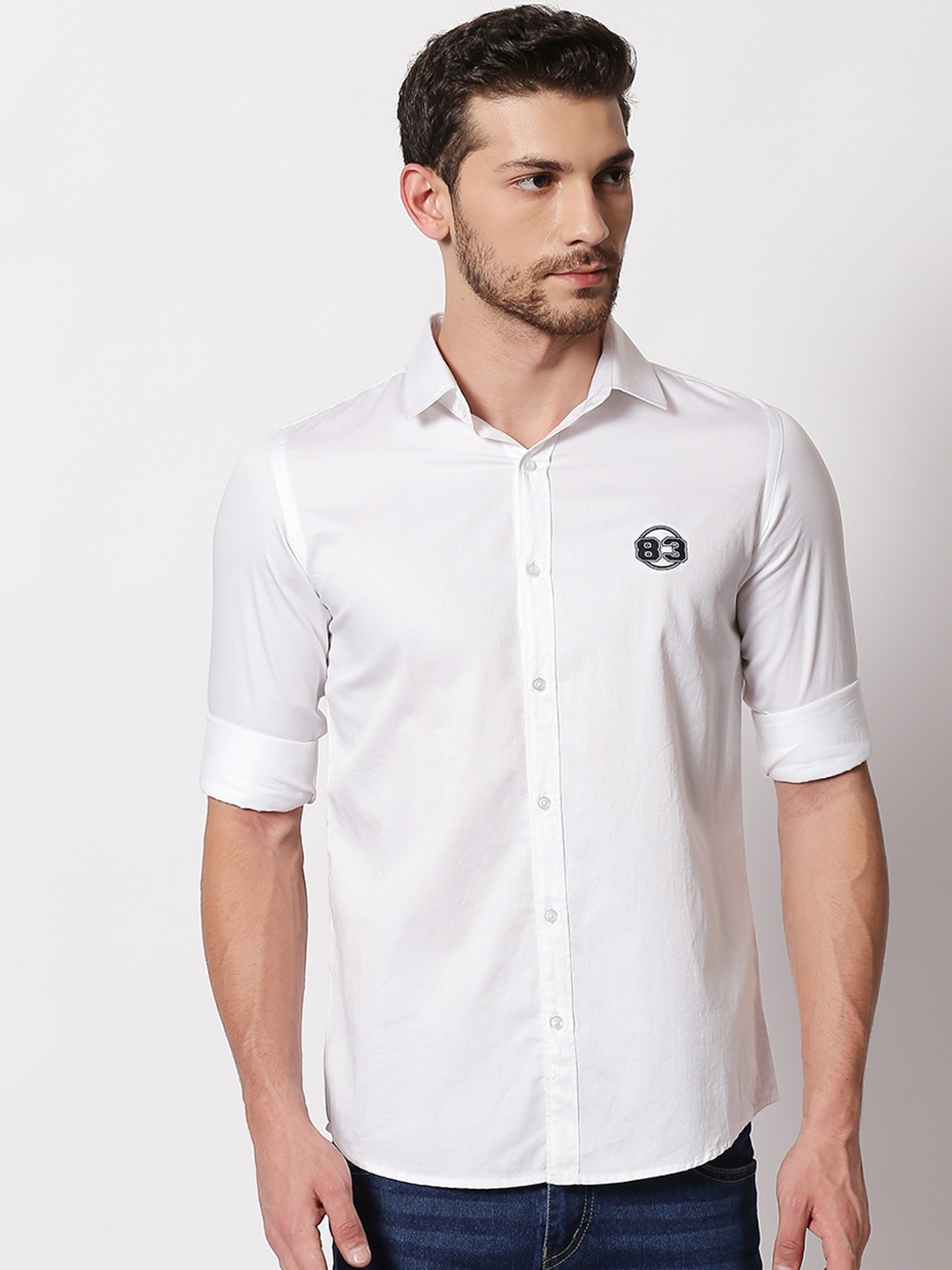 SPYKAR Men White Regular Fit Solid Casual Shirt