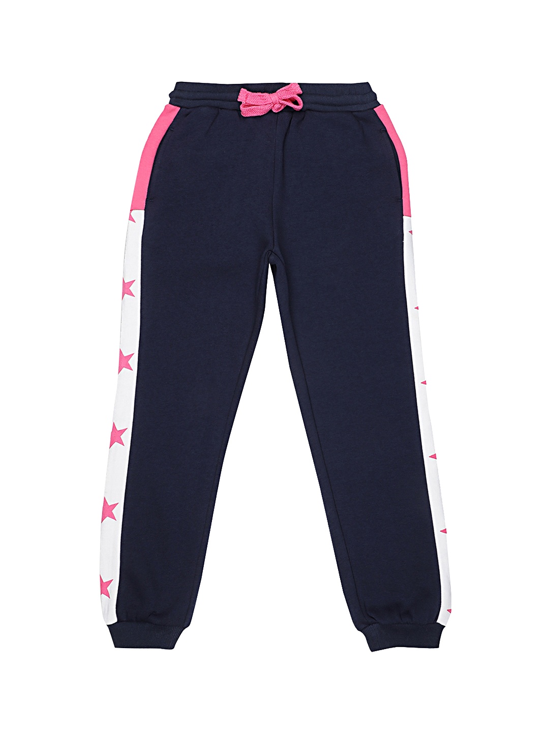 

ELLE Girls Navy Blue & White Solid Joggers