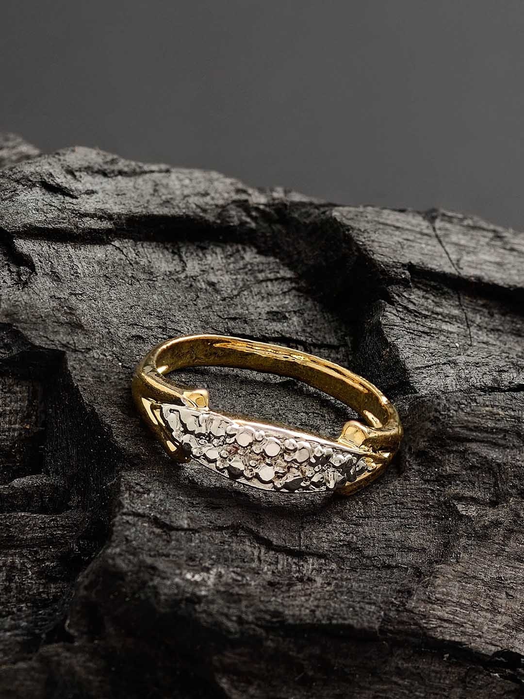 

E2O Women Gold-Plated & White Stone-Studded Finger Ring