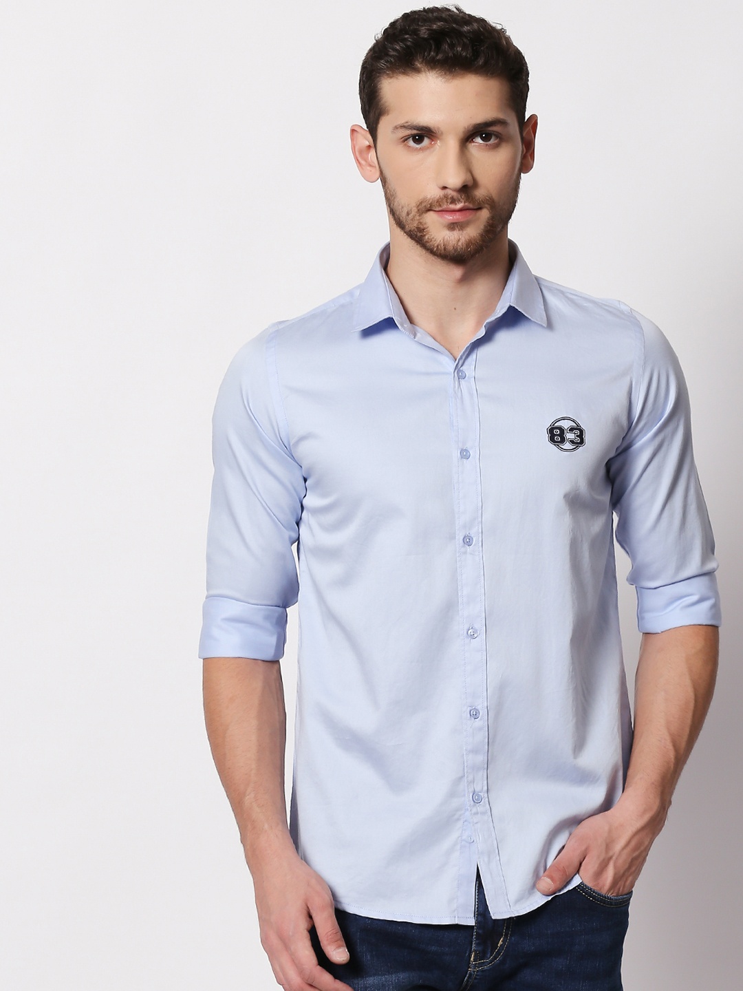 SPYKAR Men Blue Regular Fit Solid Casual Shirt