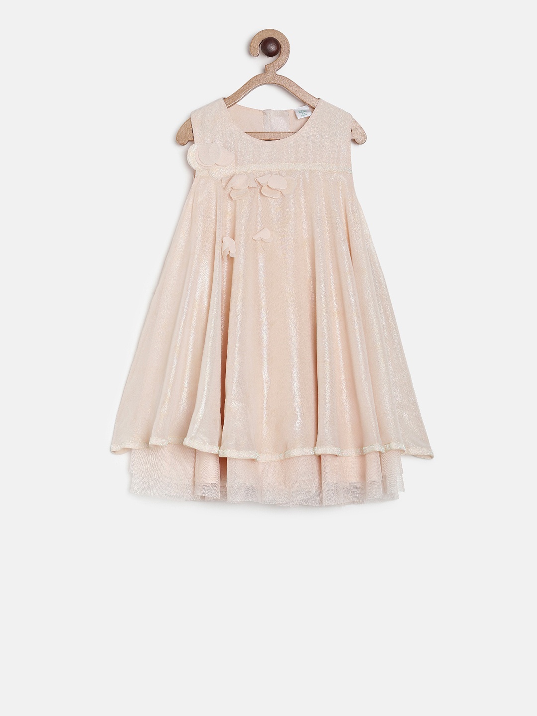 

MINI KLUB Girls Peach-Coloured Solid A-Line Dress