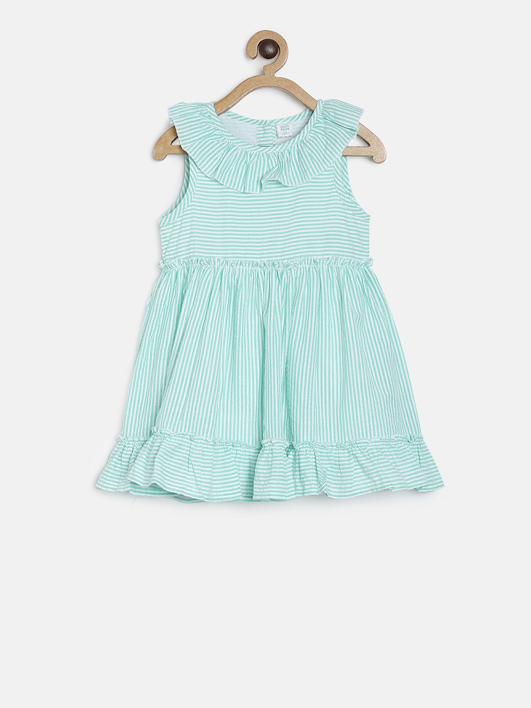 

MINI KLUB Girls Green Striped A-Line Dress