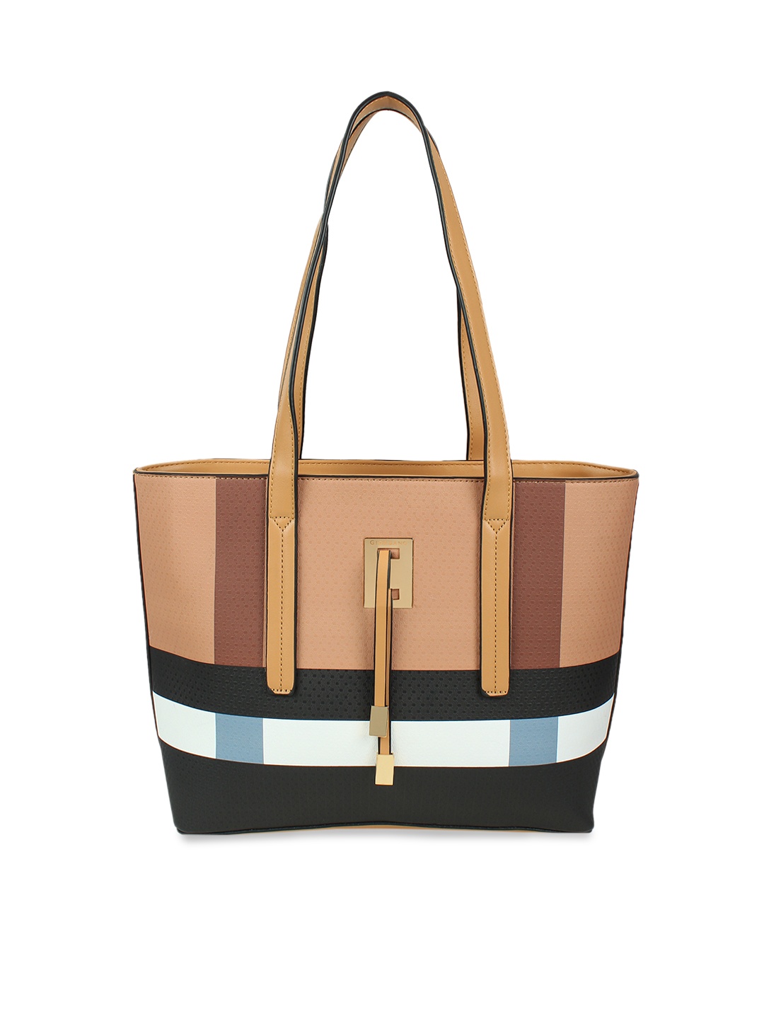 

GIORDANO Peach-Coloured & Black Colourblocked Shoulder Bag