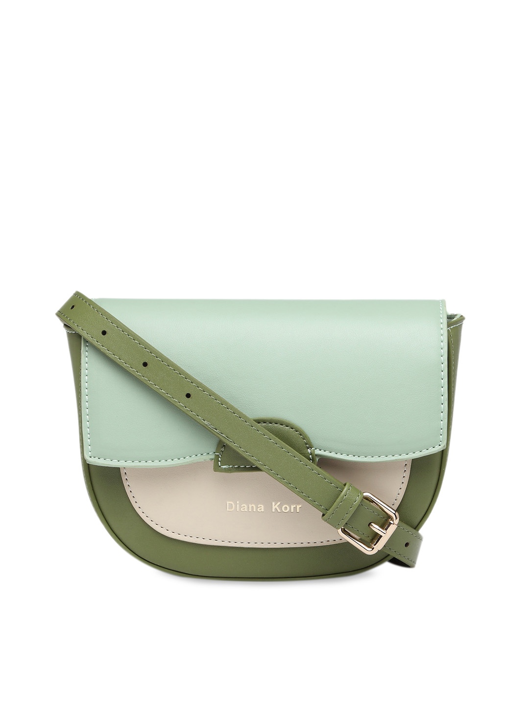 

Diana Korr Green & Beige Colourblocked Sling Bag