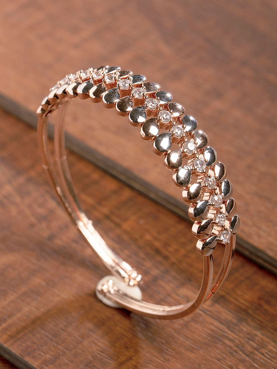 

Zaveri Pearls Rose Gold-Plated Cubic Zirconia Bracelet