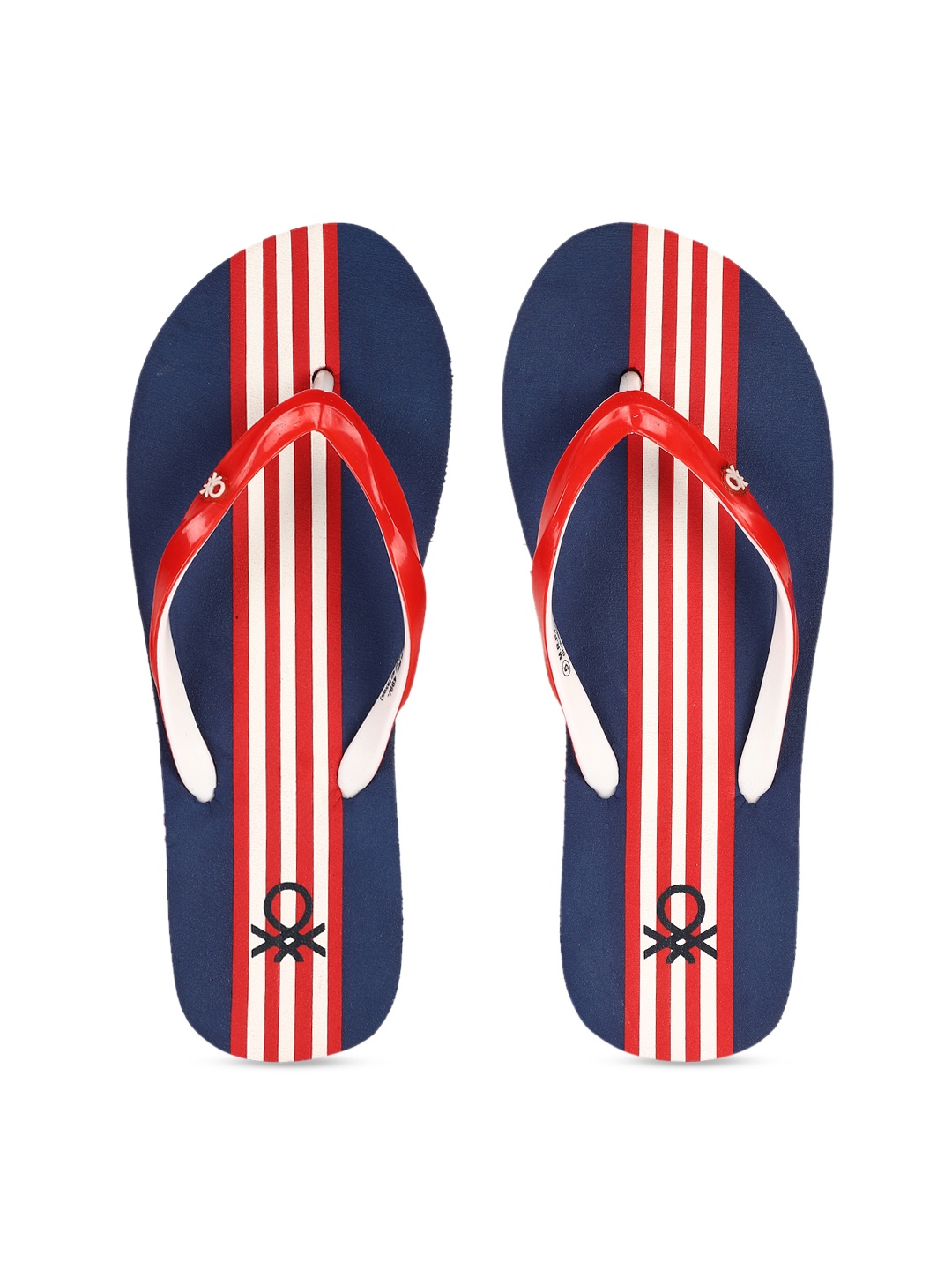 

United Colors of Benetton Women Navy Blue & White Printed Thong Flip-Flops