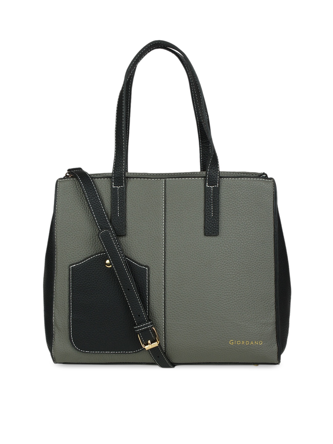 

GIORDANO Grey & Black Colourblocked Shoulder Bag