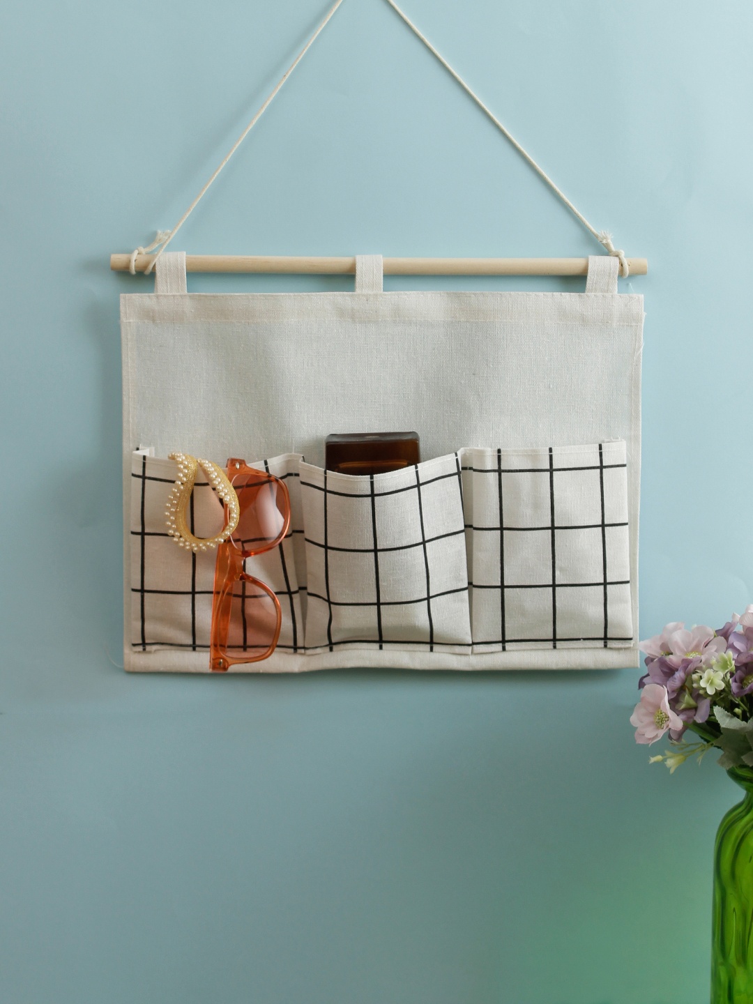 

Cortina White & Black Checked Multi-Utility Fabric Organiser