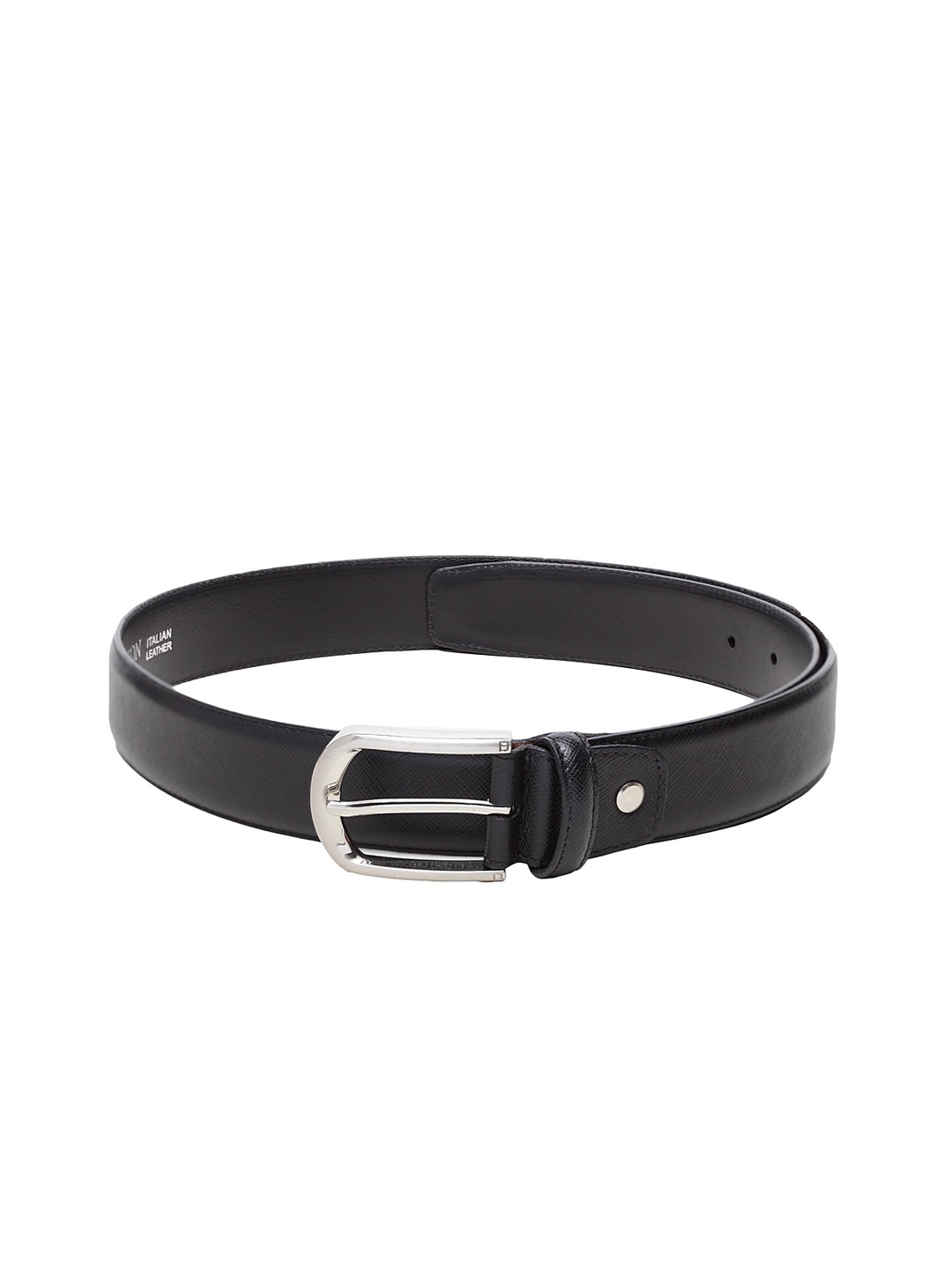

Carlton London Men Black Solid Leather Belt