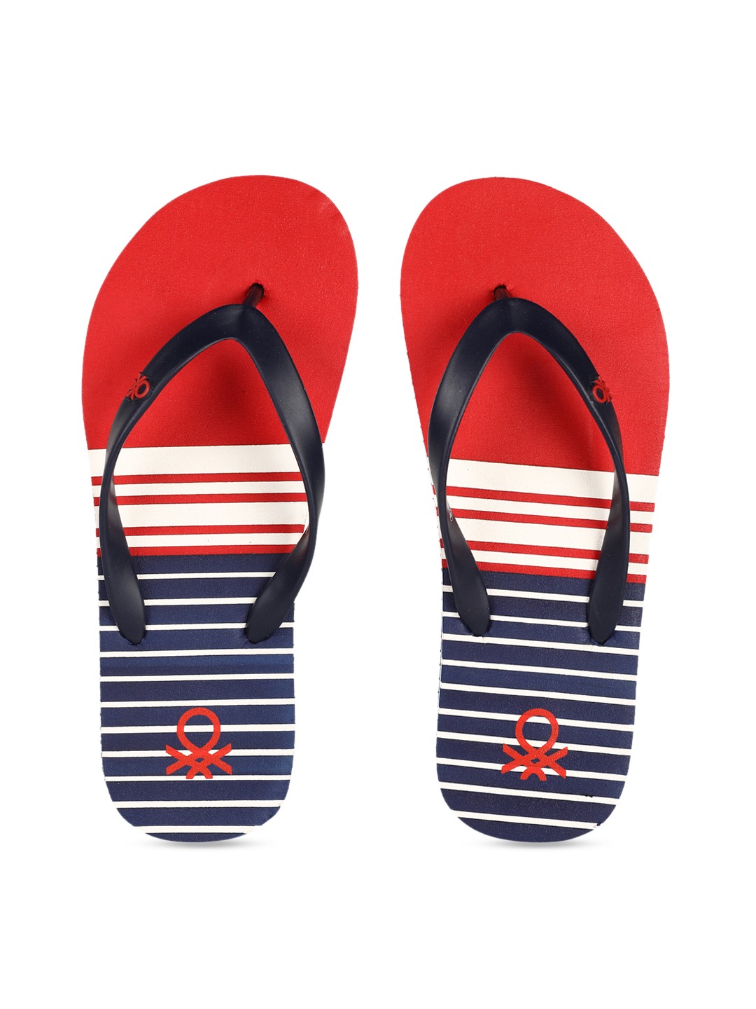 

United Colors of Benetton Men Blue & Red Striped Thong Flip-Flops