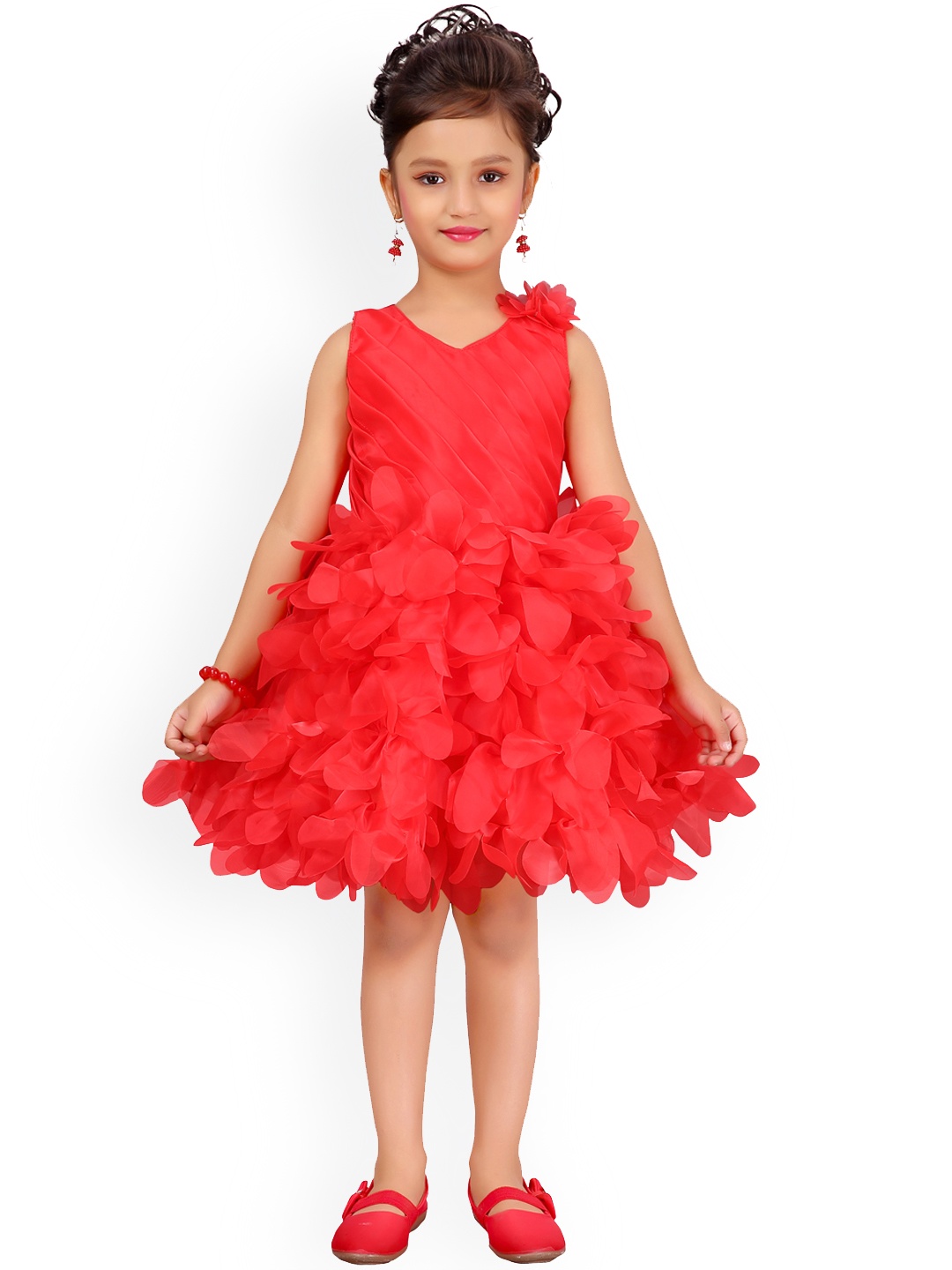 

Aarika Girls Red Solid Fit and Flare Dress