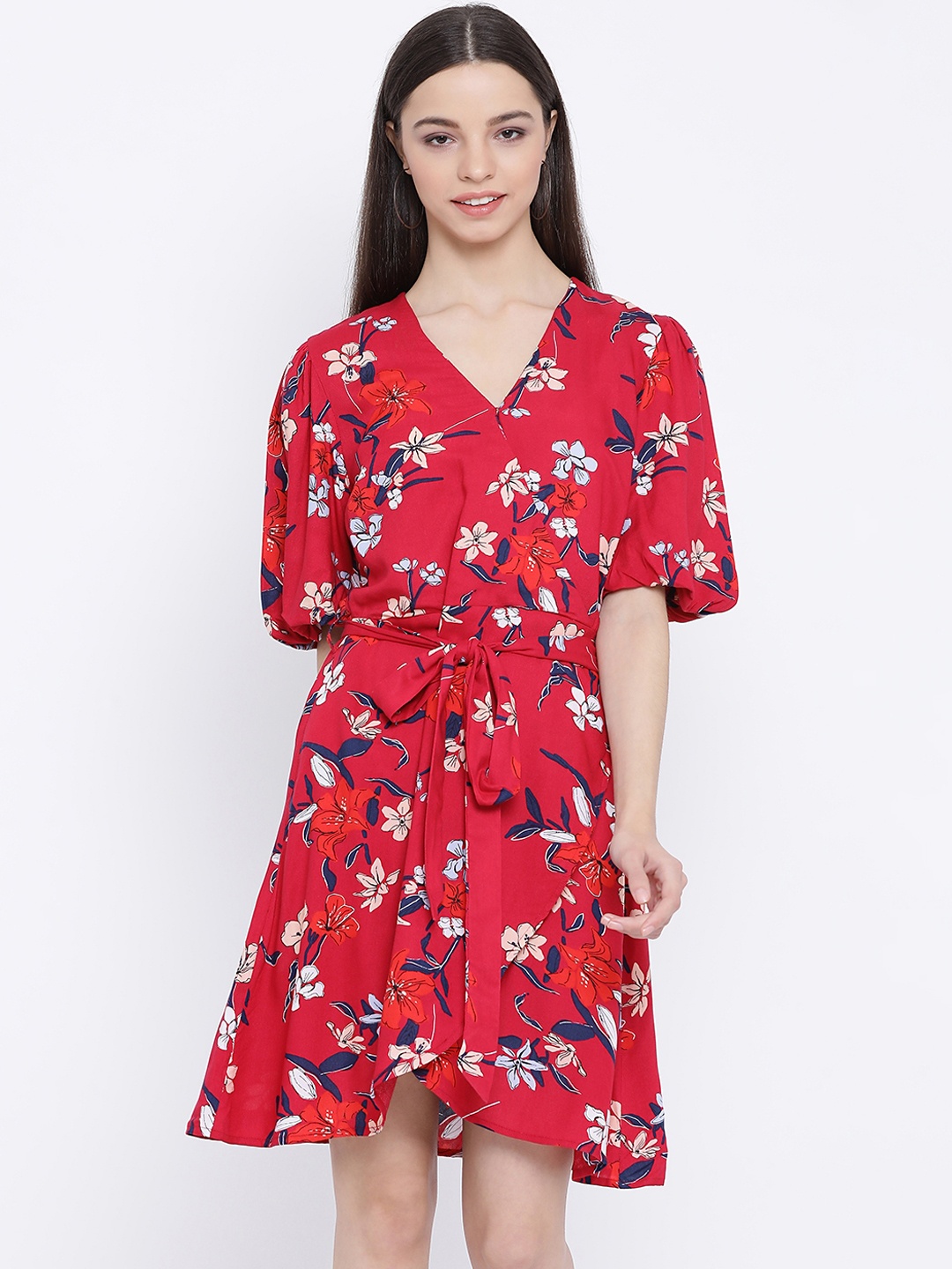 

Oxolloxo Women Red Printed Wrap Dress