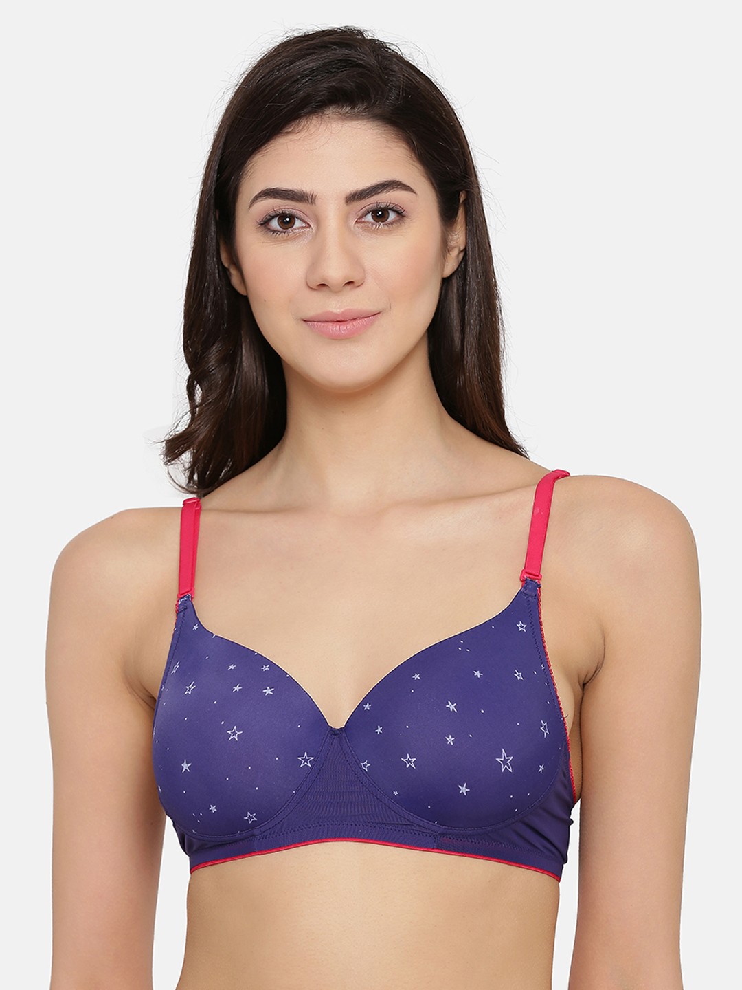 

Clovia Navy Blue Printed Non-Wired Heavily Padded Push-Up Bra BR2023P0832B