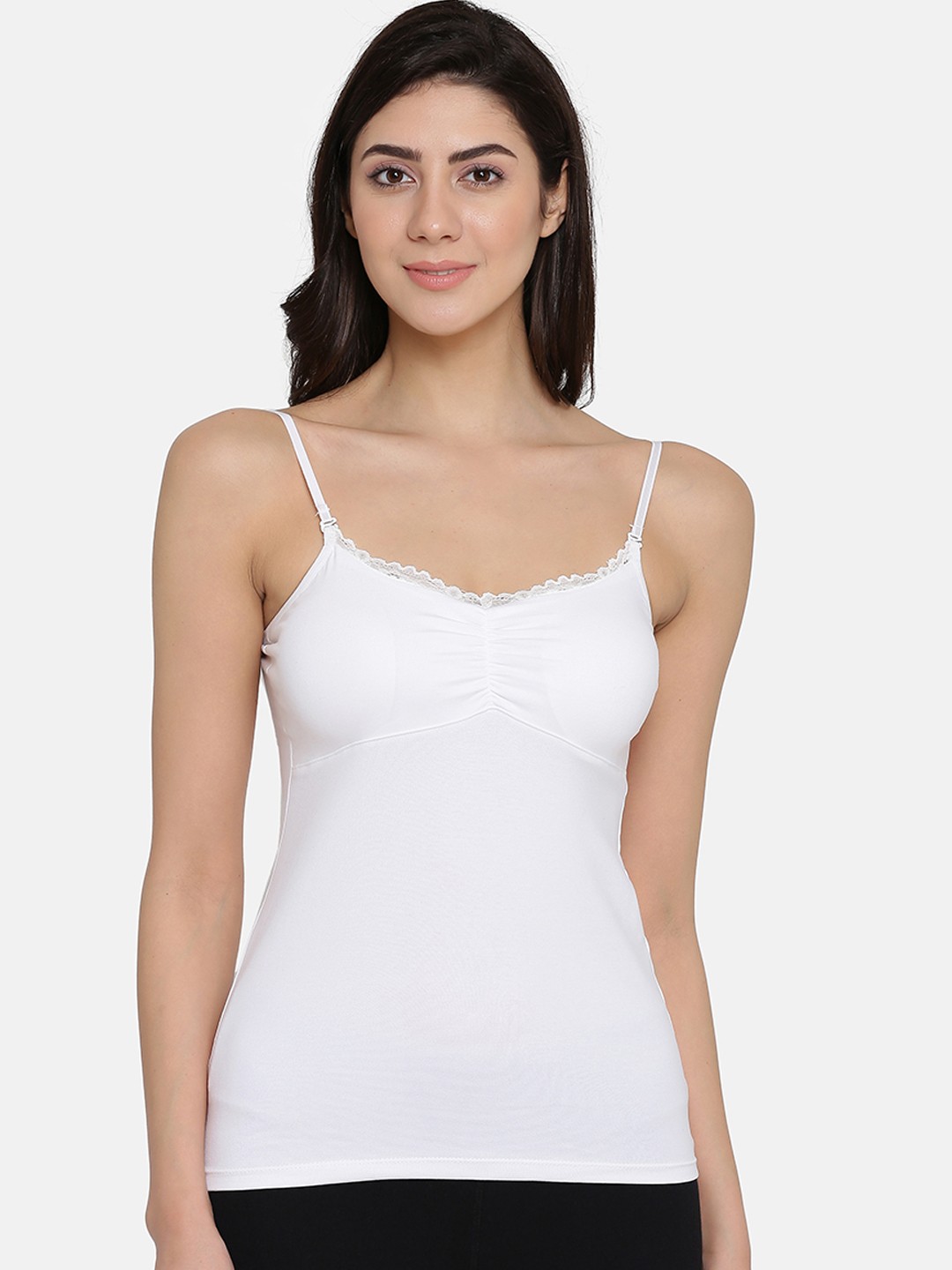 Clovia Women White Solid Padded Camisole CM0028P18XS