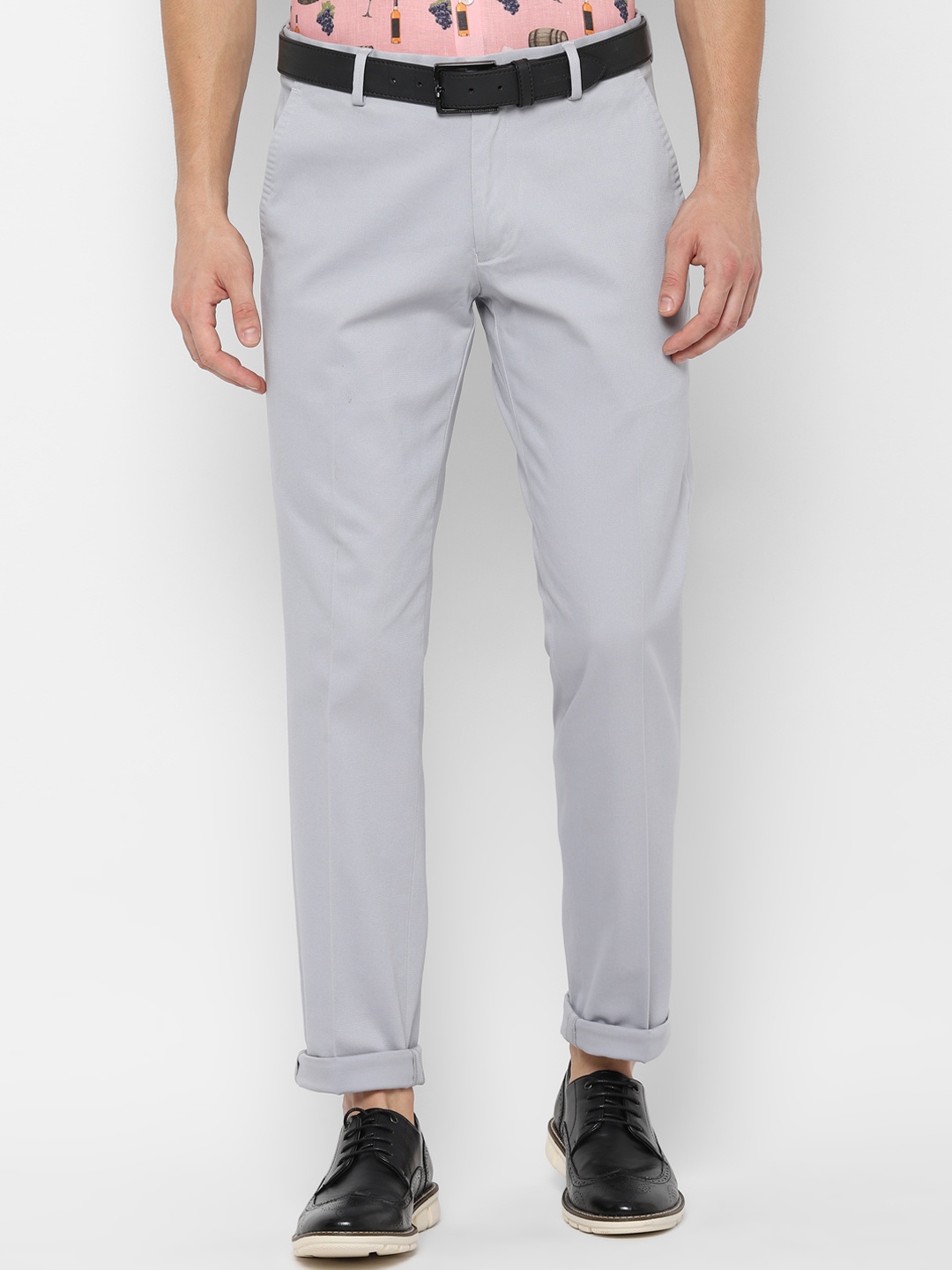 

SIMON CARTER LONDON Men Grey Slim Fit Solid Regular Trousers