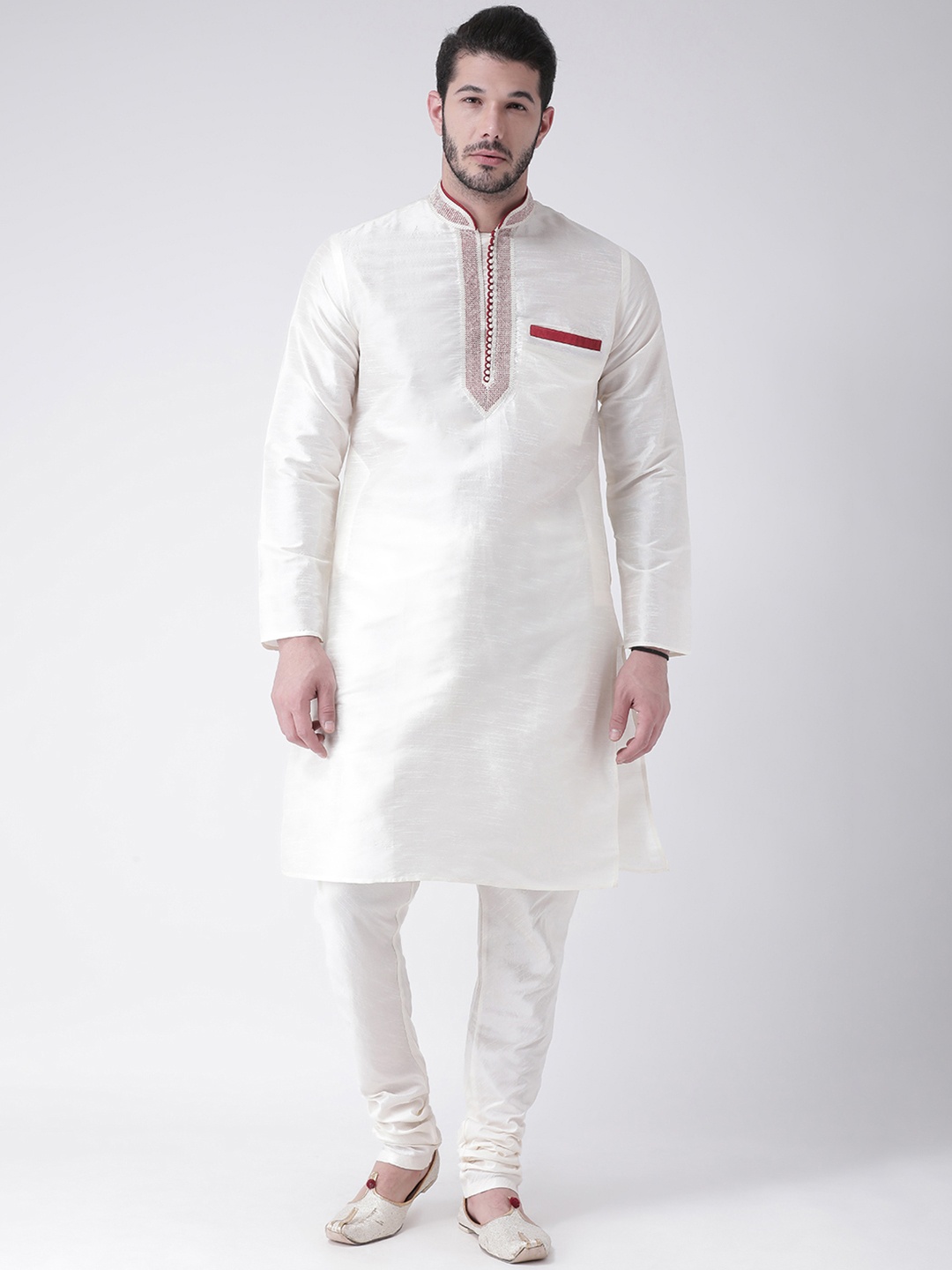 

SG LEMAN Men White Solid Kurta with Churidar