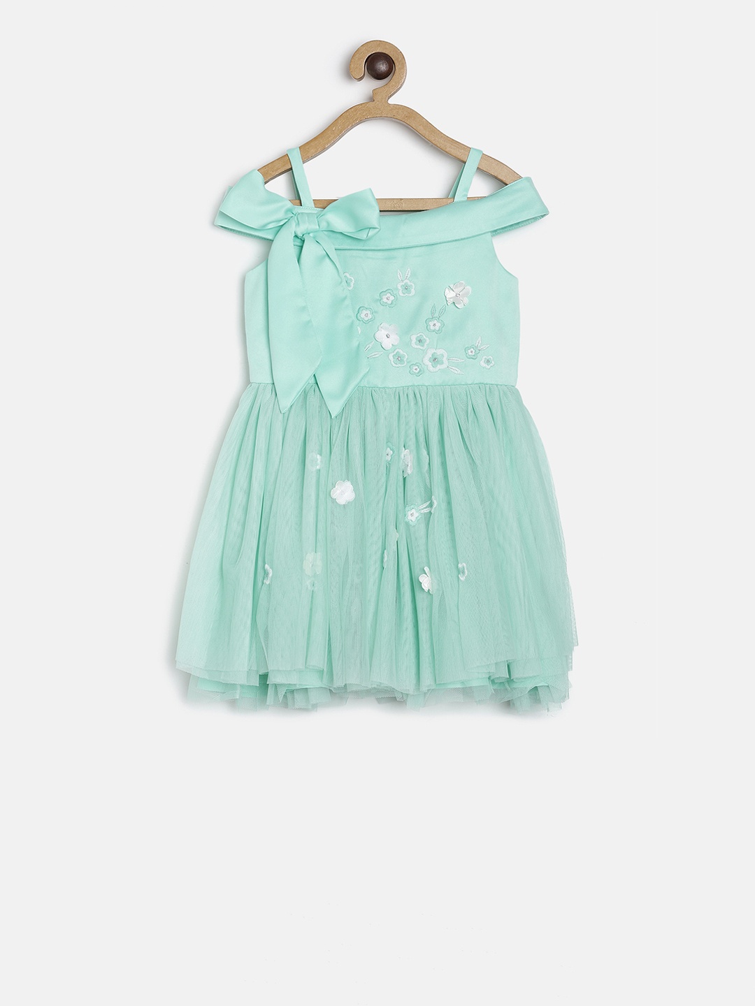 

MINI KLUB Girls Green Embellished A-Line Dress