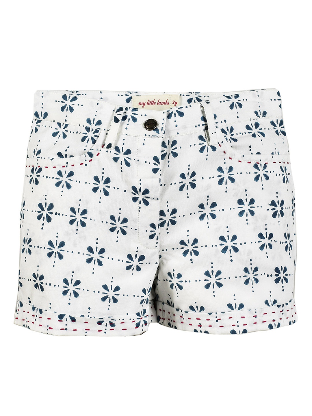 

My Little Lambs Girls White Printed Regular Fit Regular Shorts