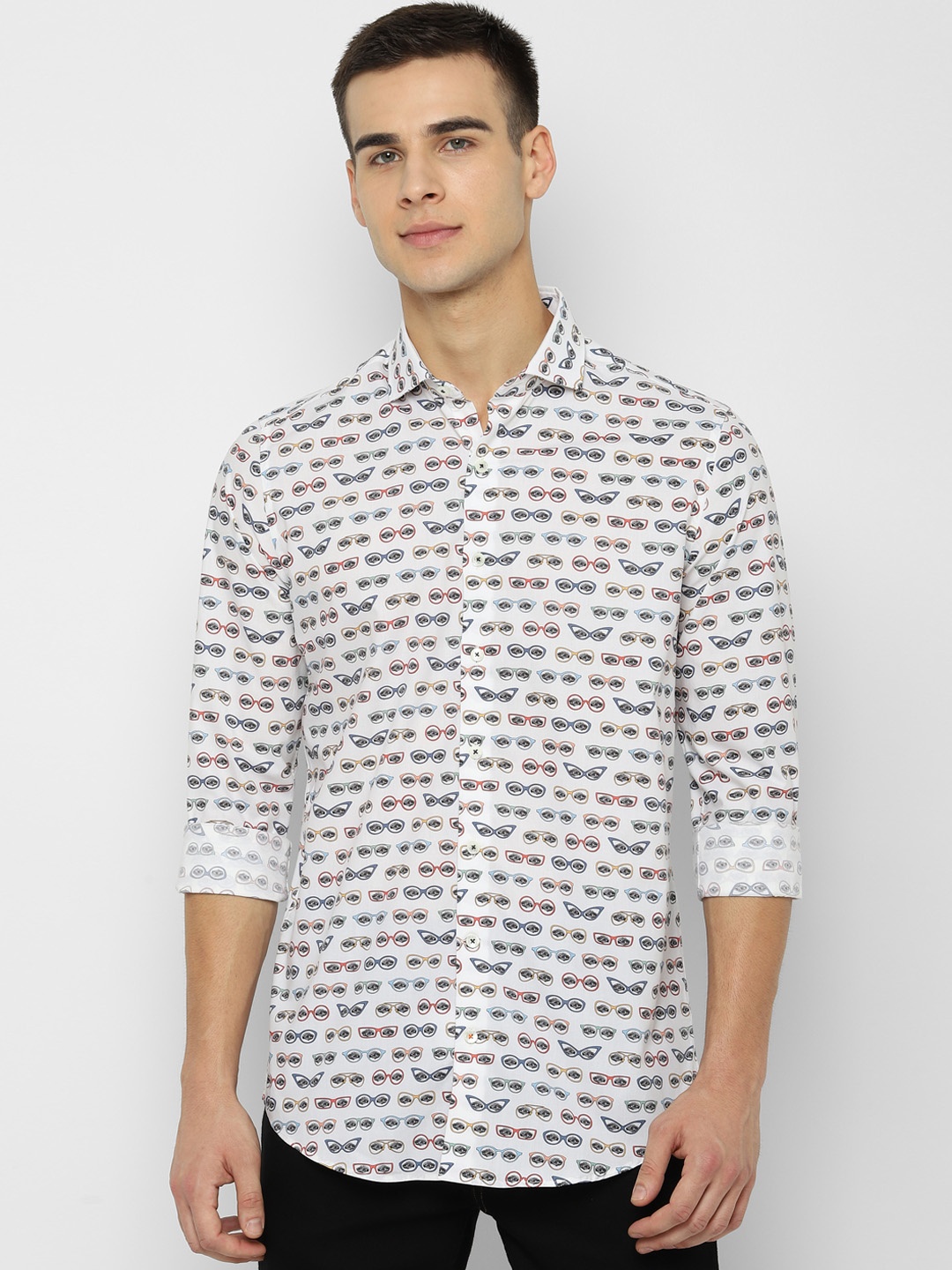 SIMON CARTER LONDON Men White Slim Fit Printed Casual Shirt