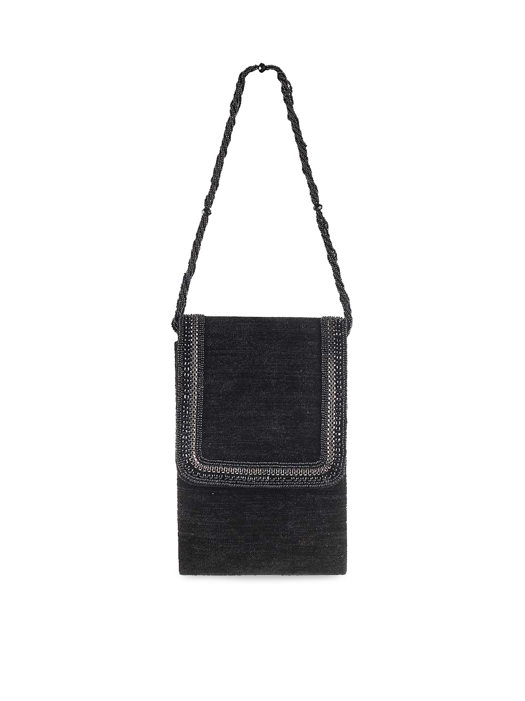 Mochi Black Embellished Clutch