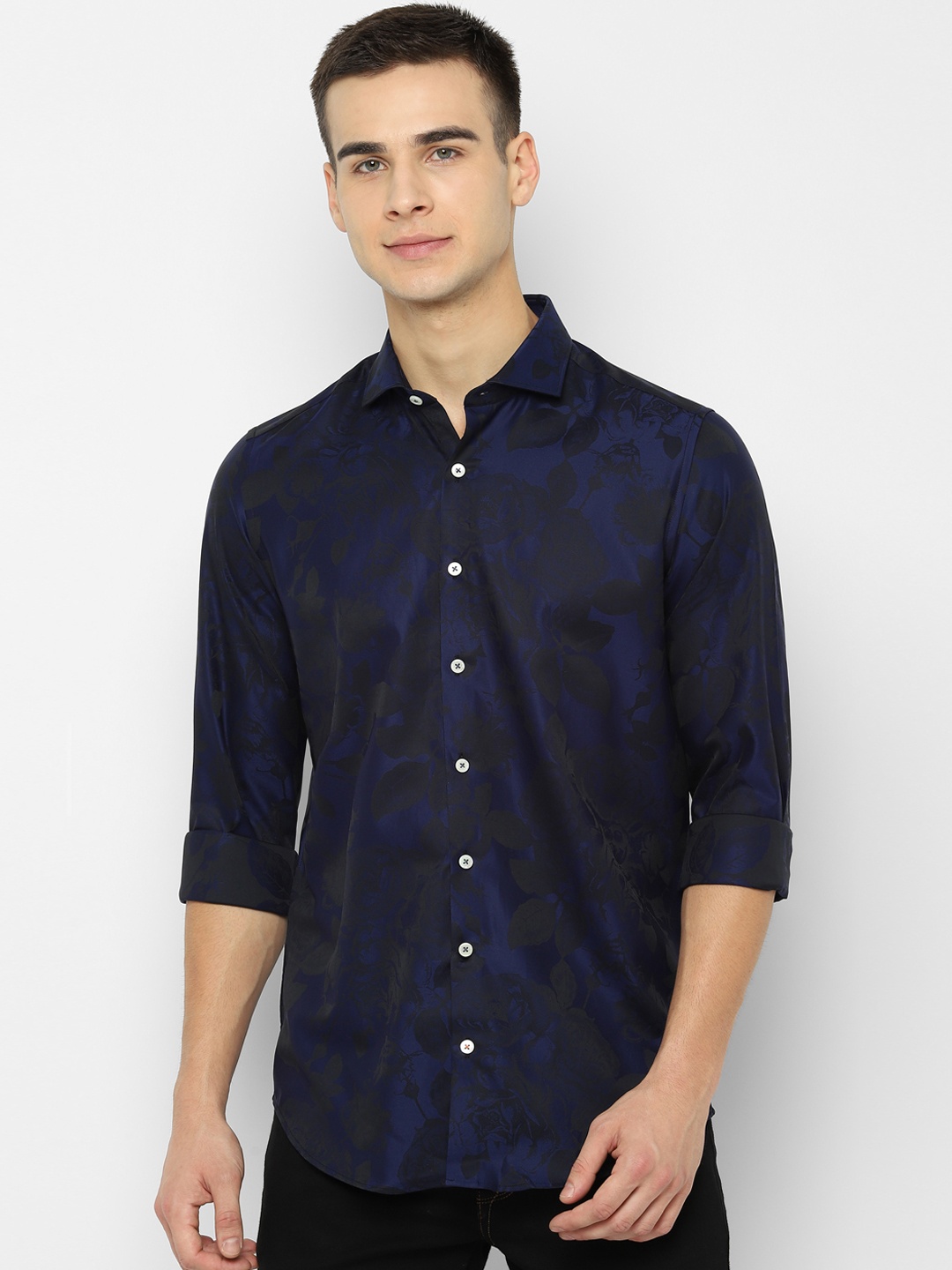 

SIMON CARTER LONDON Men Navy Blue Slim Fit Printed Casual Shirt