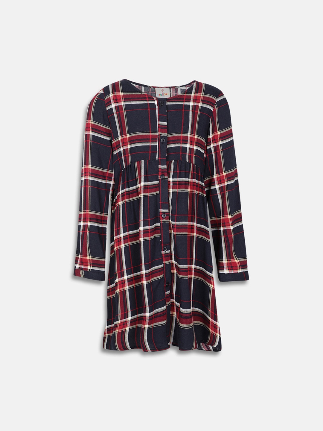 

Oxolloxo Girls Blue Checked Shirt Dress