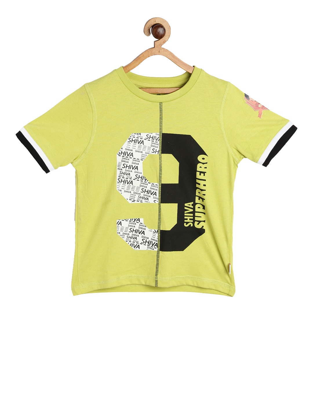 

toothless Boys Green Shiva Printed Round Neck Pure Cotton T-shirt