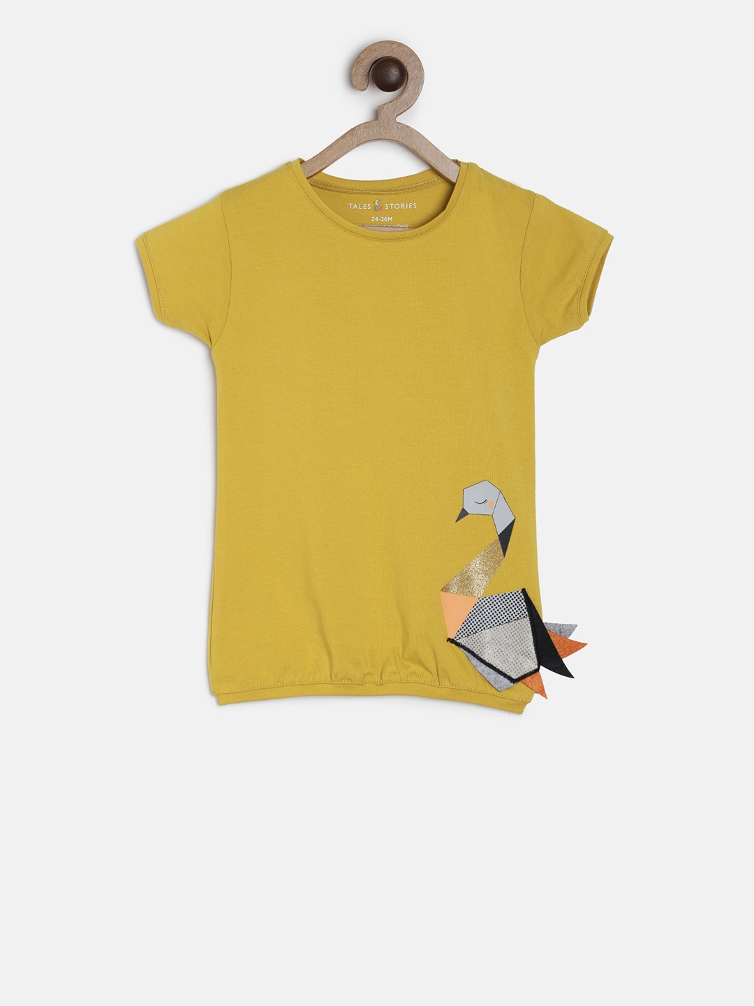

TALES & STORIES Girls Yellow Printed Round Neck T-shirt