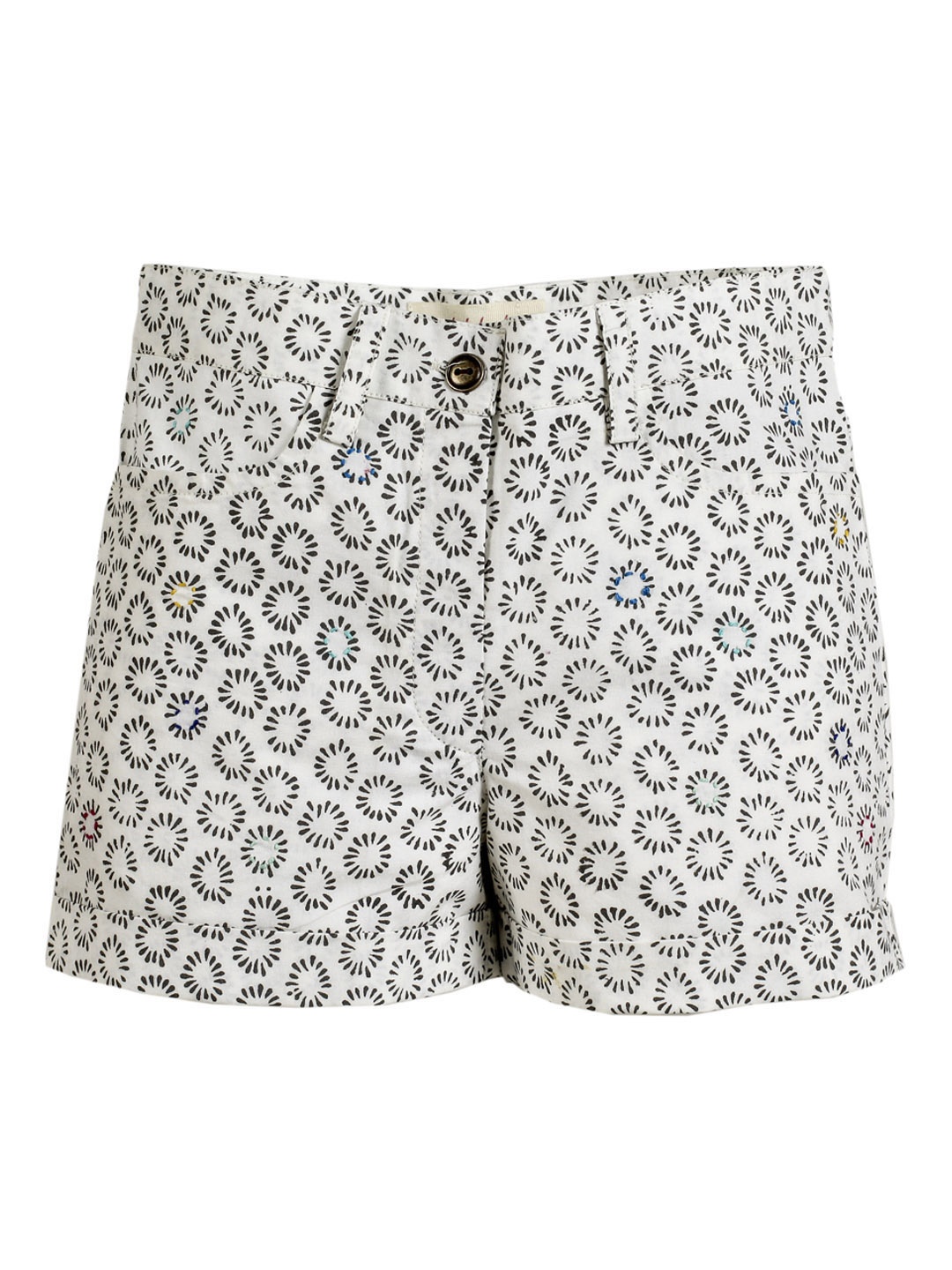 My Little Lambs Girls White Printed Regular Fit Regular Shorts