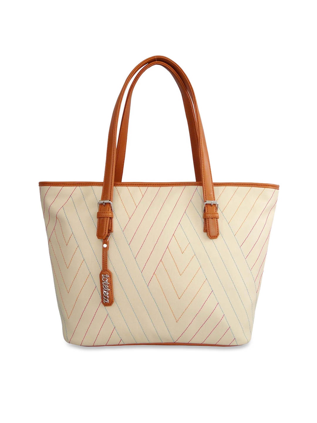 

Toteteca Off-White Textured Handheld Bag