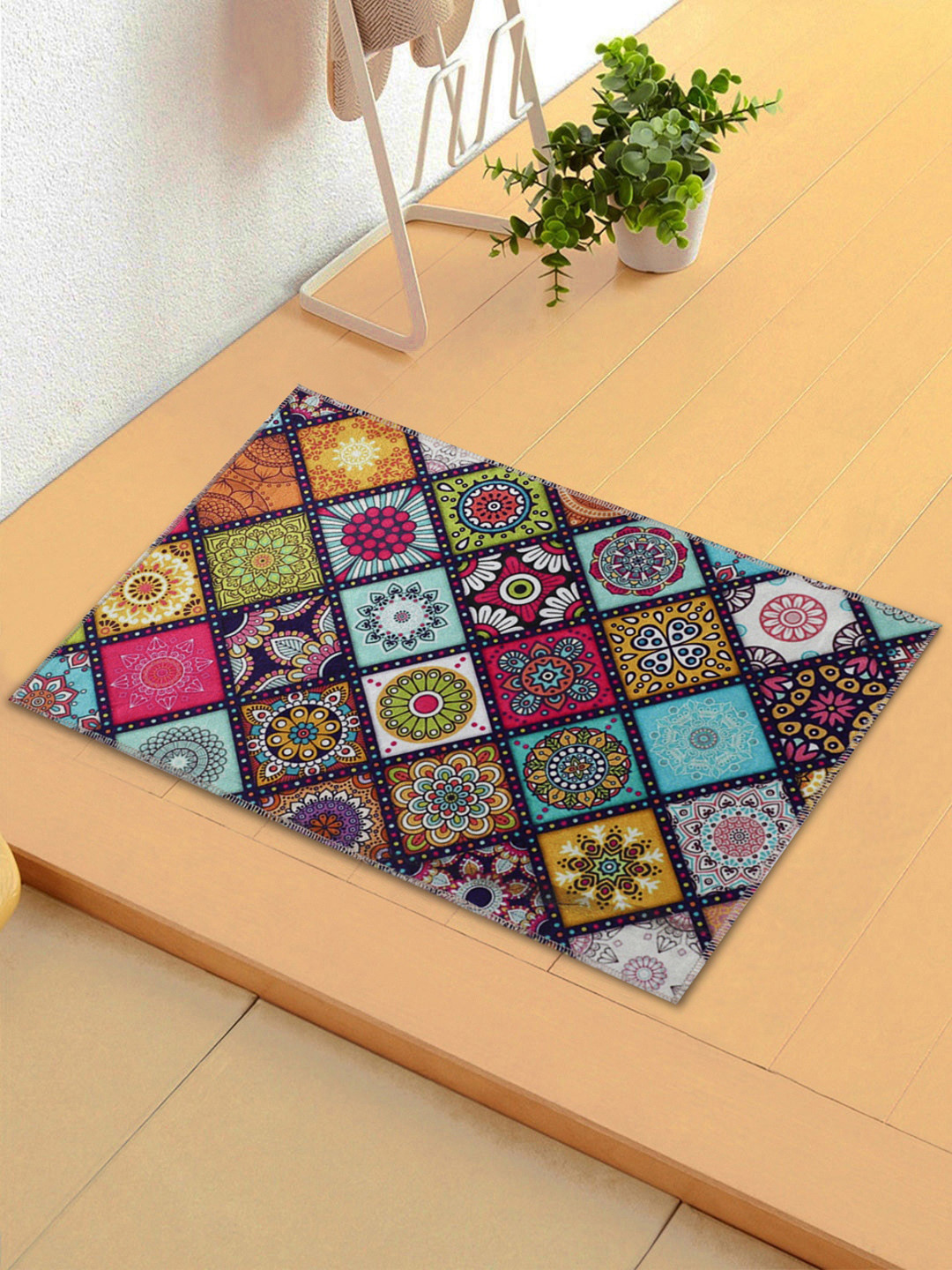 

ROMEE Navy Blue & Pink Printed Anti-Skid Doormat