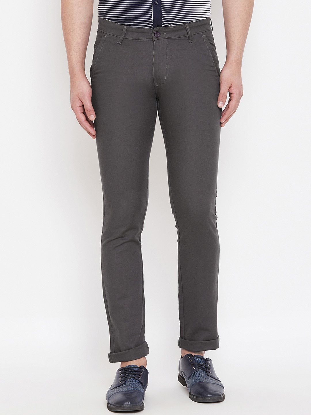 

Duke Men Charcoal Grey Slim Fit Solid Regular Trousers
