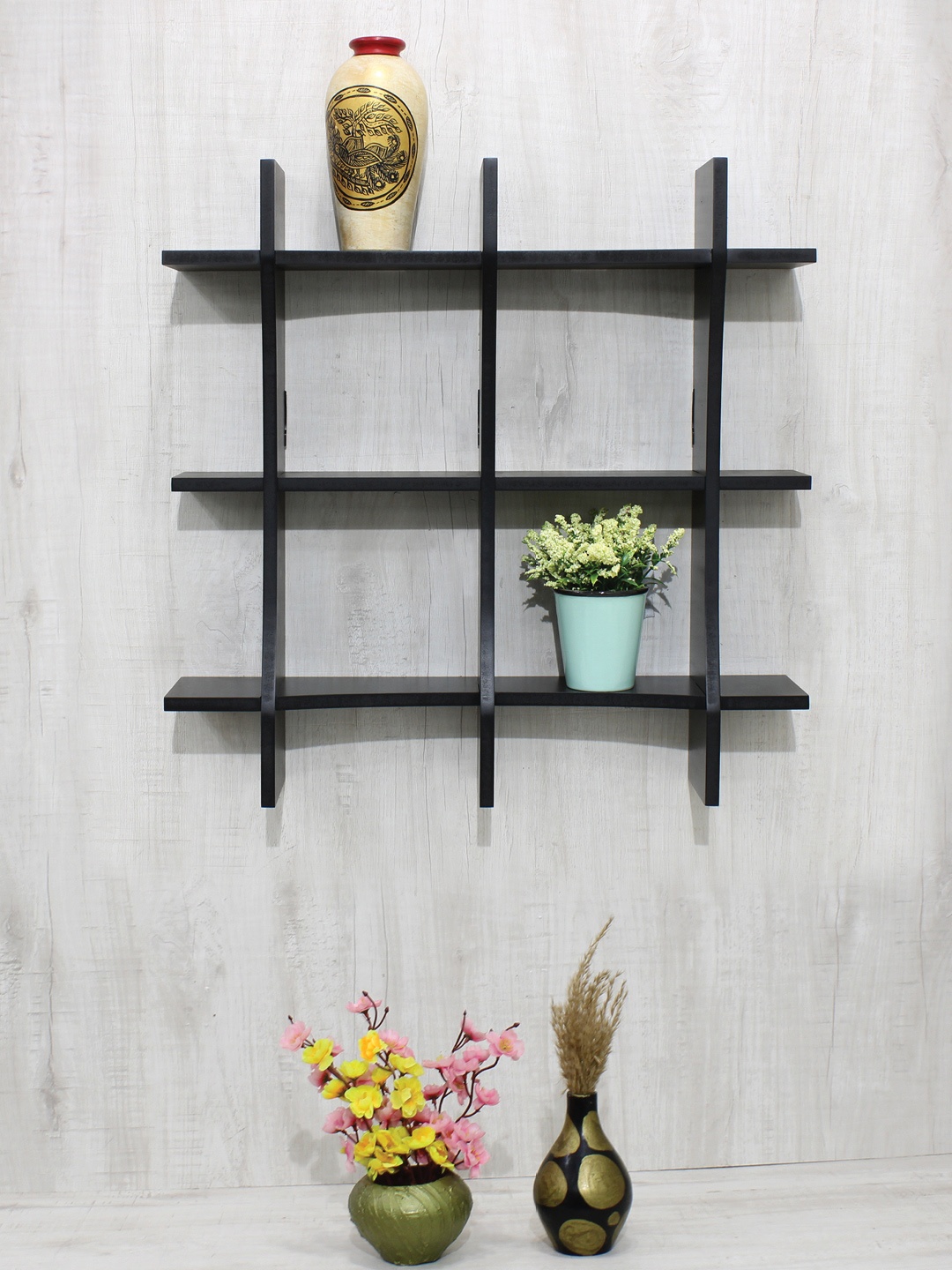 

RANDOM Black MDF Basic 6 Plates Wall Shelf