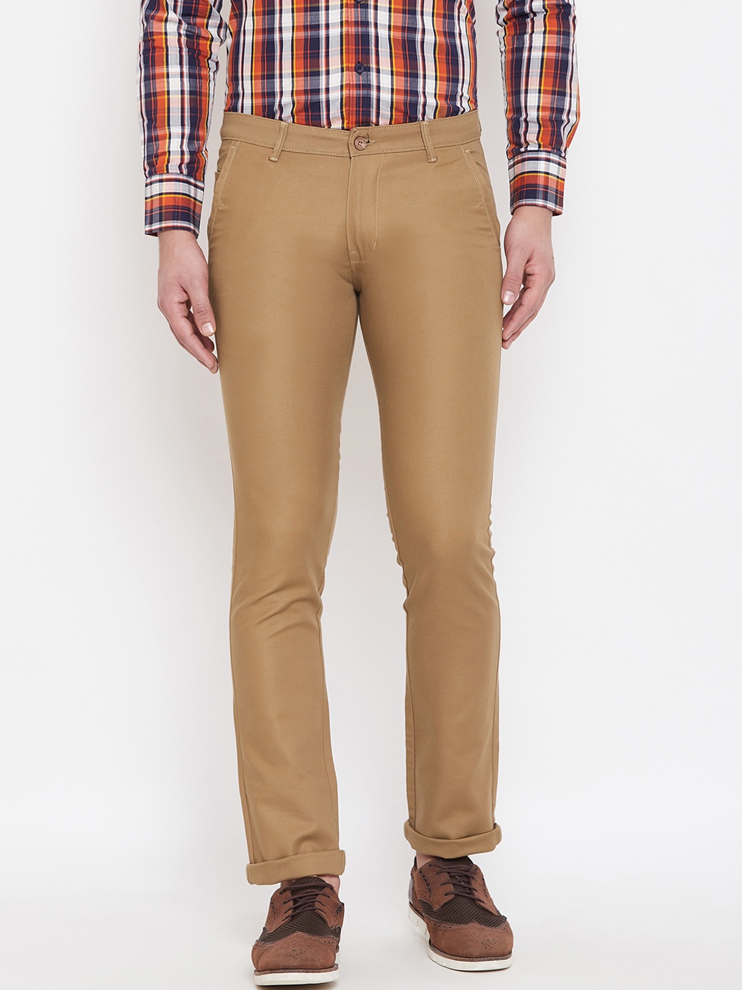 

Duke Men Khaki Slim Fit Solid Regular Trousers